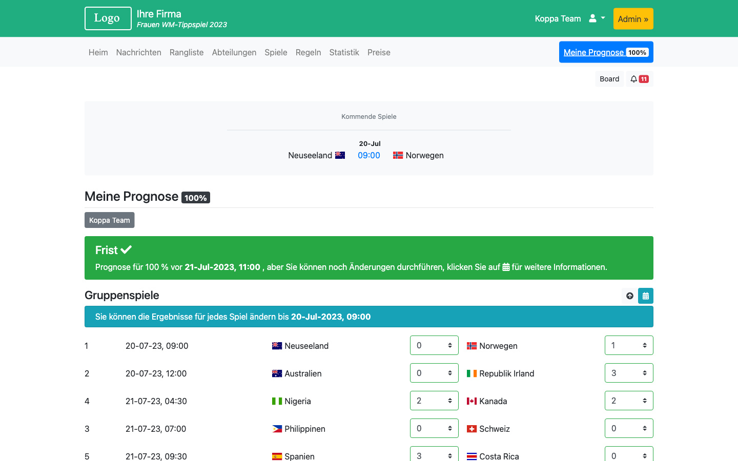 Frauen WM-Tippspiel 2023 - EM 2024