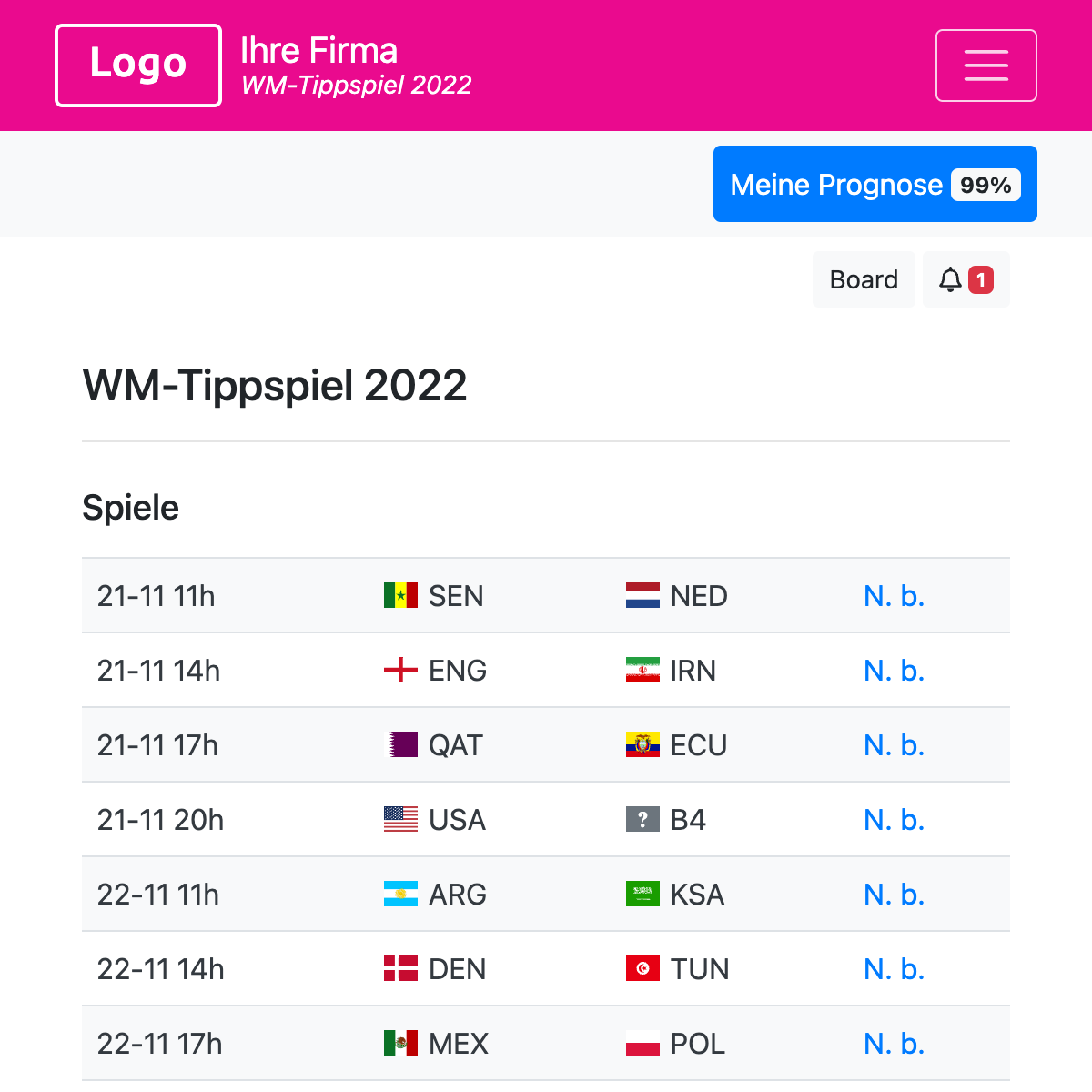 Anpassendes Webdesign - WM 2022